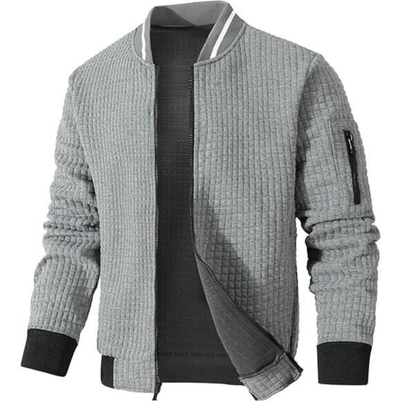 Mens Lightweight Jacket Casual Bomber Jacket Varsity Coat - Picture 6 of 6